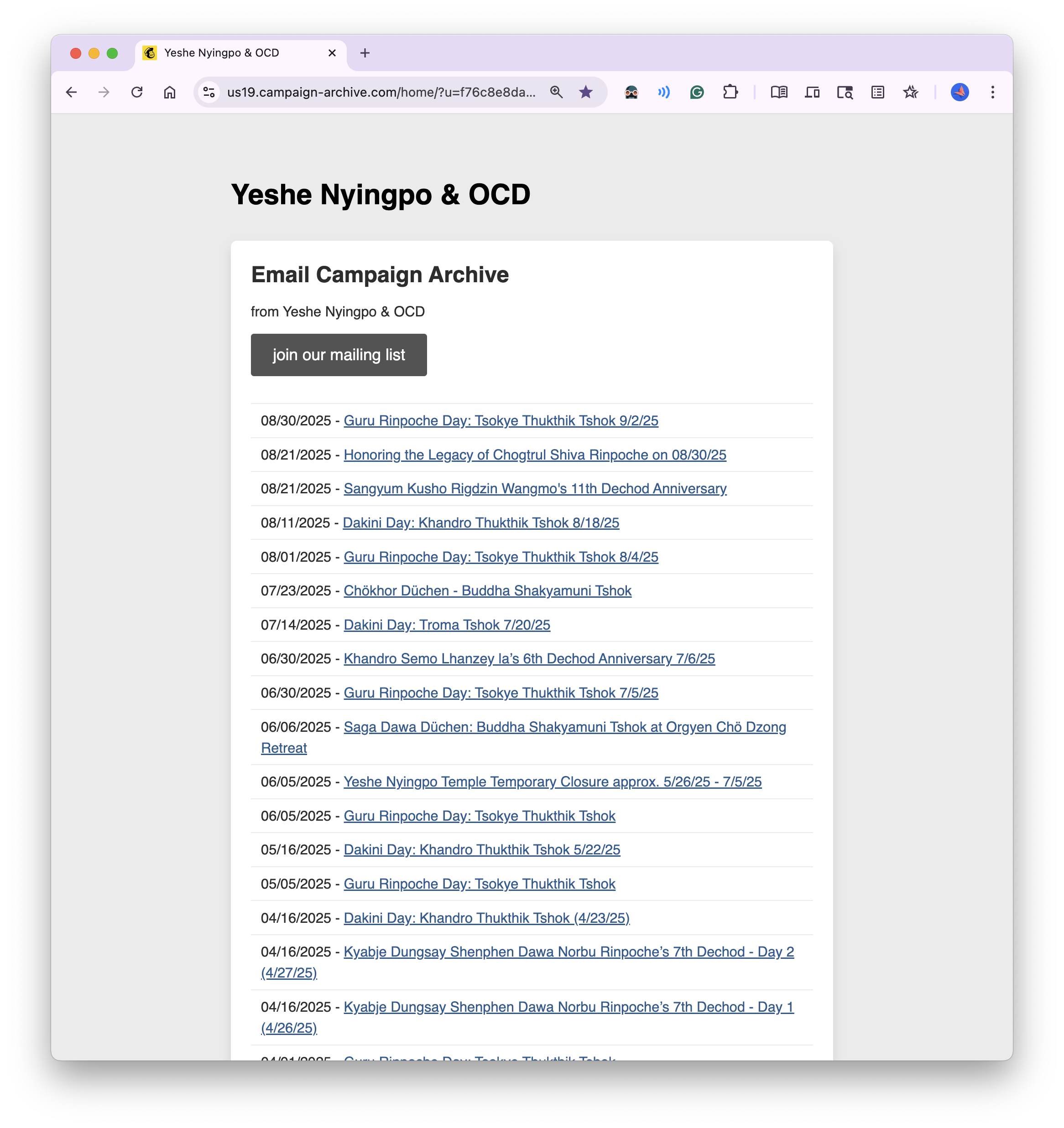 Mailchimp Newsletter Archive