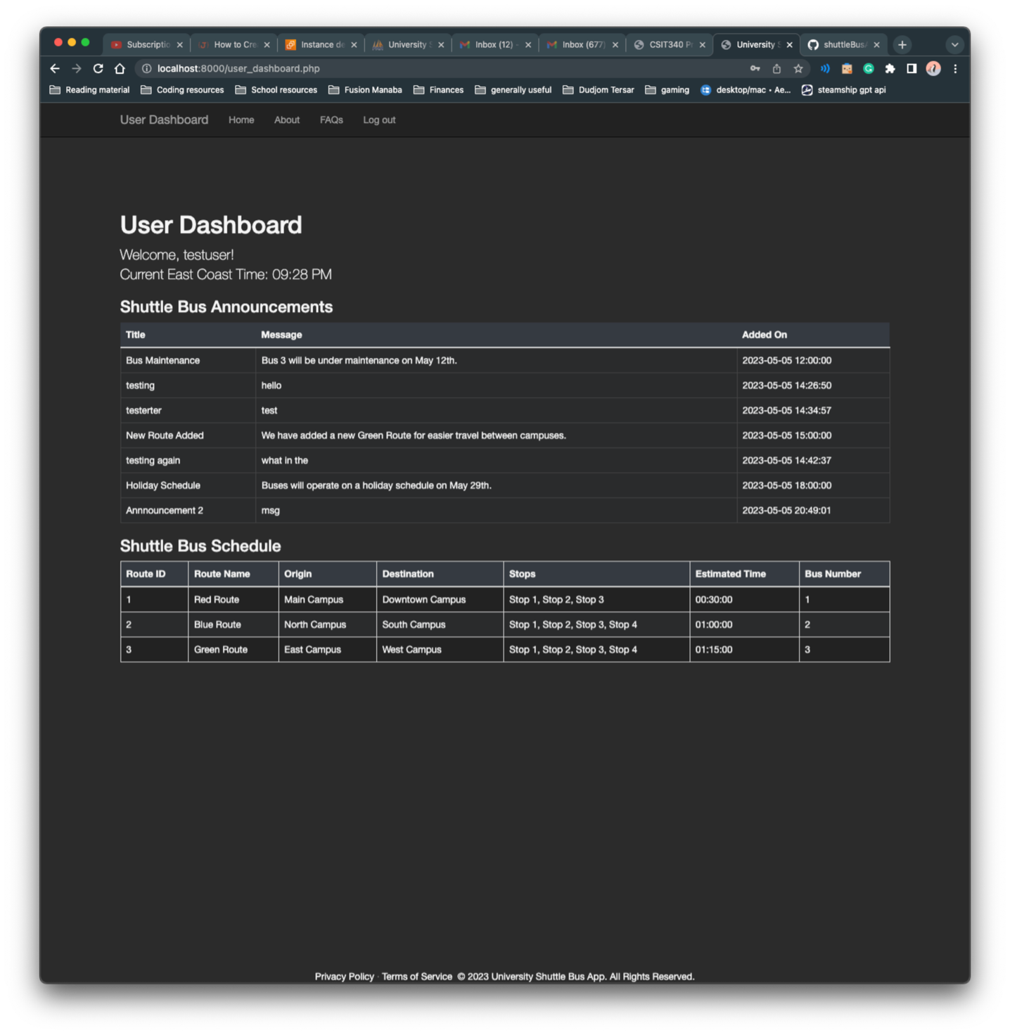User Dashboard